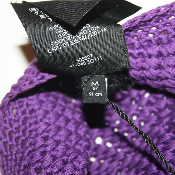 Gucci Purple Cotton Pom Pom Crochet Beret Hat - Picture 6 of 6